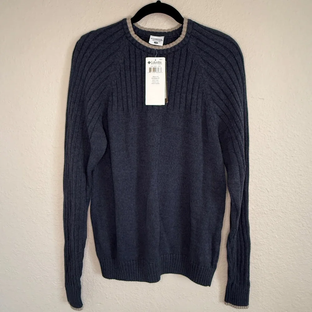 Columbia Mens Small ROC Crewneck Sweater Navy Blue Ribbed‎ Knit Gorpcore Capsule